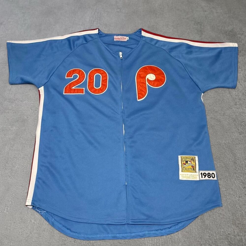Vintage Mitchell & Ness Authentic Phillies Mike Schmidt Blue Jersey Men 52 USA